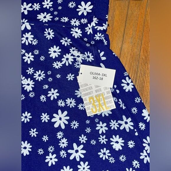 LuLaRoe 3XL Olivia High-Low Skirt • Blue Background • Daisies • Maxi • BNWT - Picture 6 of 15
